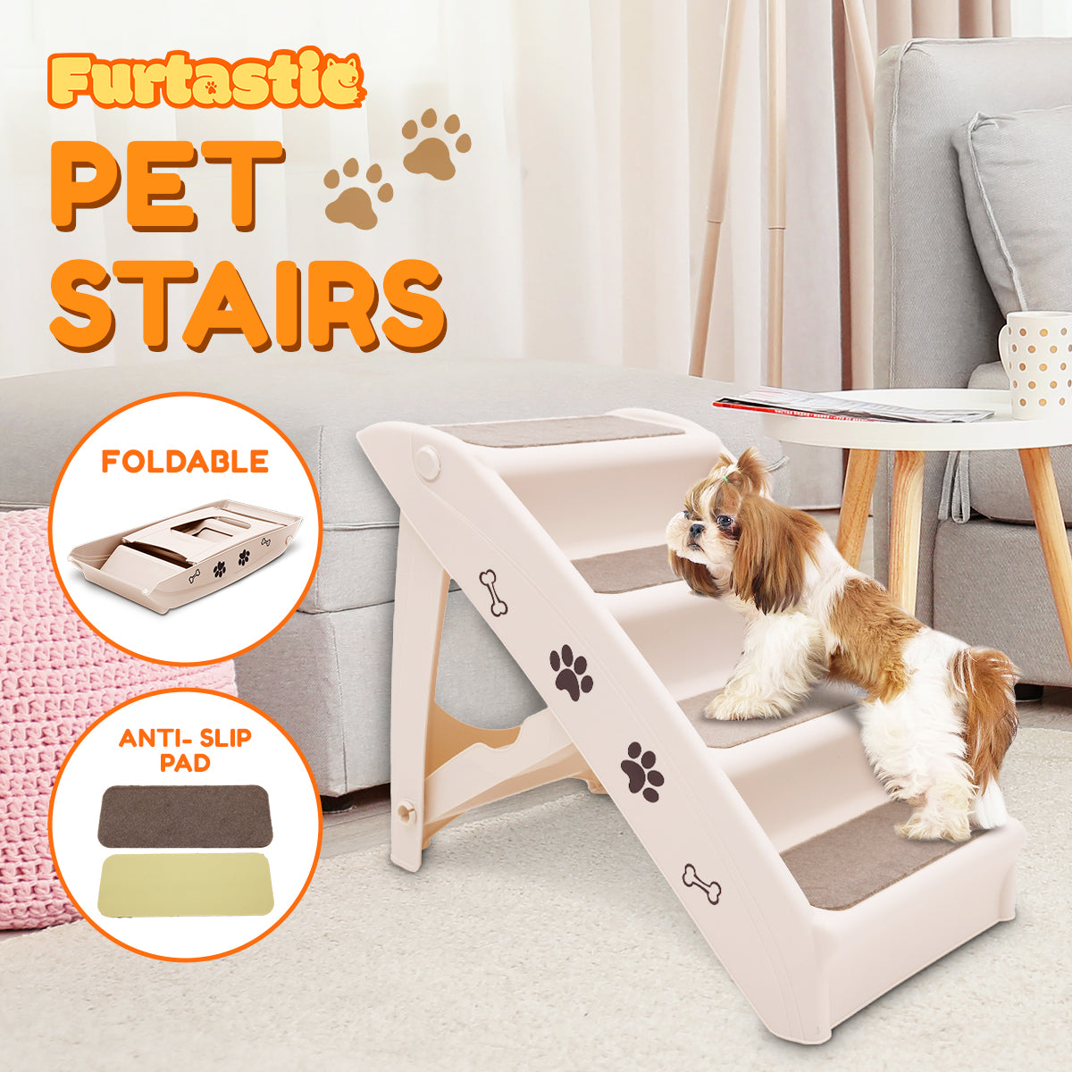 Furtastic 50cm Foldable Step Ladder Stairs Petsby | Pet Essentials