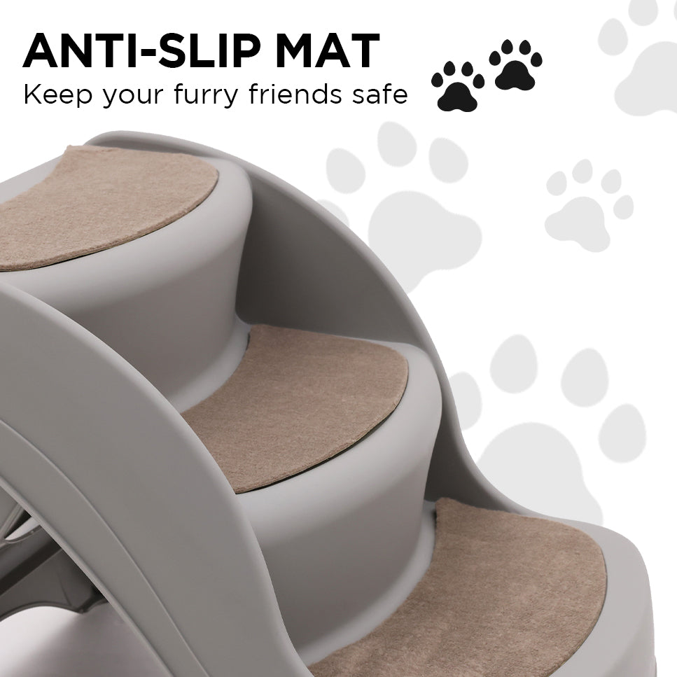 Furtastic 38cm Foldable Pet Stairs Ramp - Grey Petsby | Pet Essentials