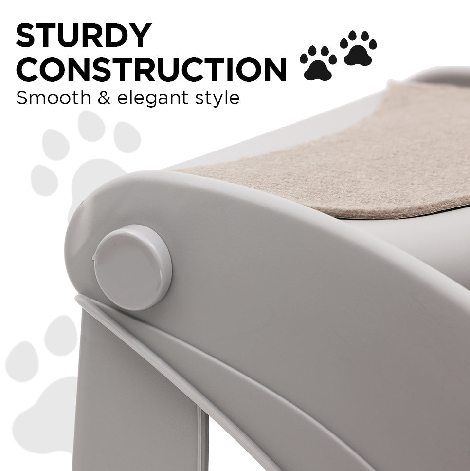 Furtastic 38cm Foldable Pet Stairs Ramp - Grey Petsby | Pet Essentials