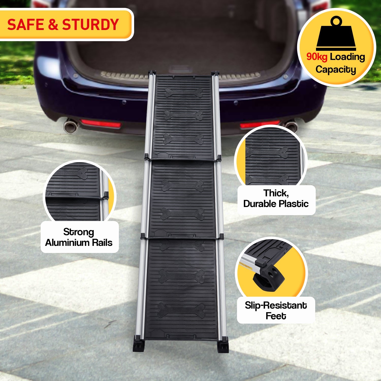 Furtastic Heavy-Duty Aluminium Telescopic Pet Ramp Petsby | Pet Essentials