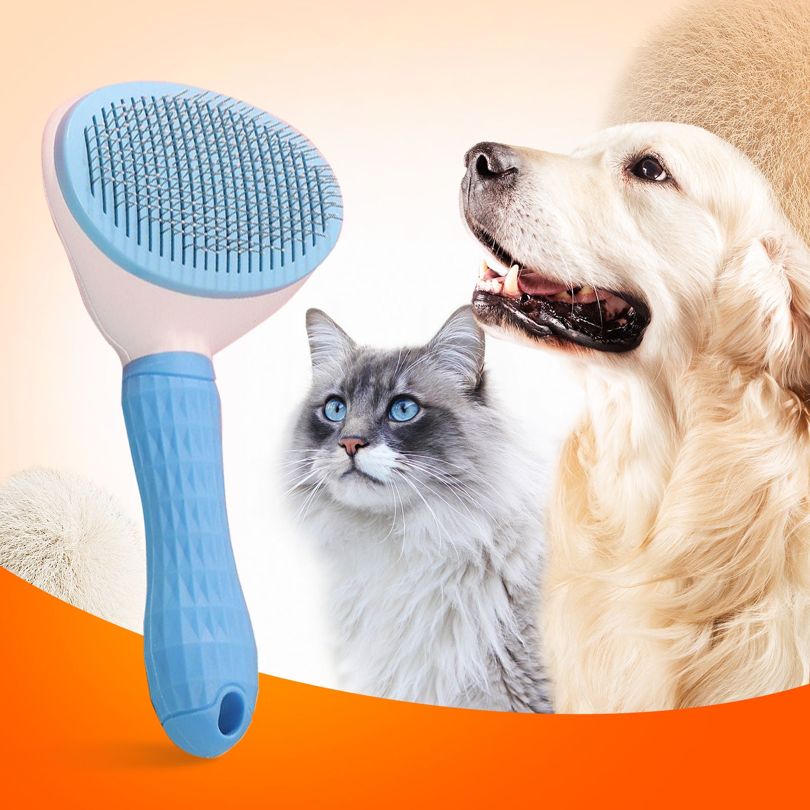 Pawfriends Pet Dog Cat Comb Brush Remove Floating Hair Hairdressing Self-Cleaning Comb