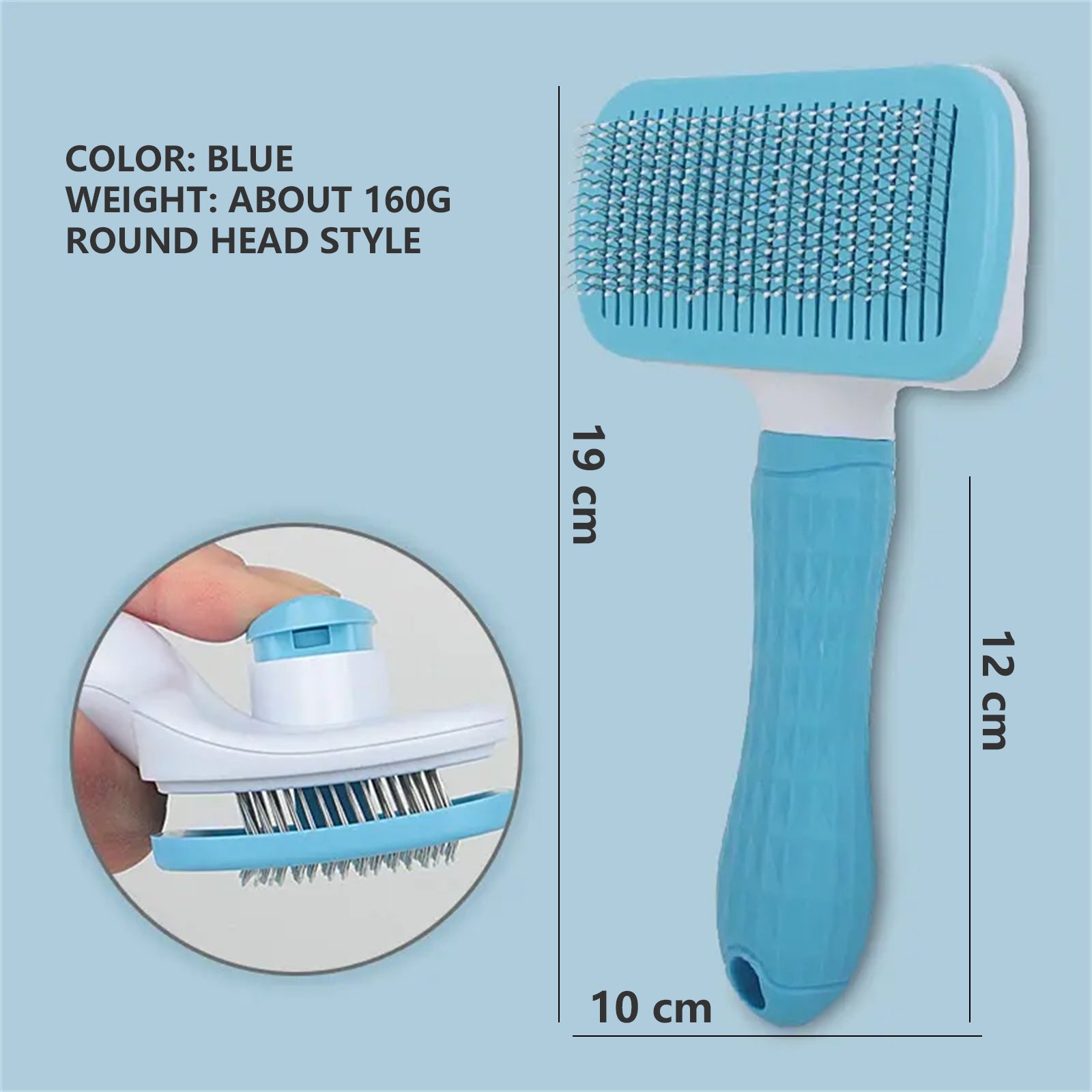 Pawfriends Pet Dog Cat Grooming Comb Brush Tool Gently Removes Loose Knots Mats Blue