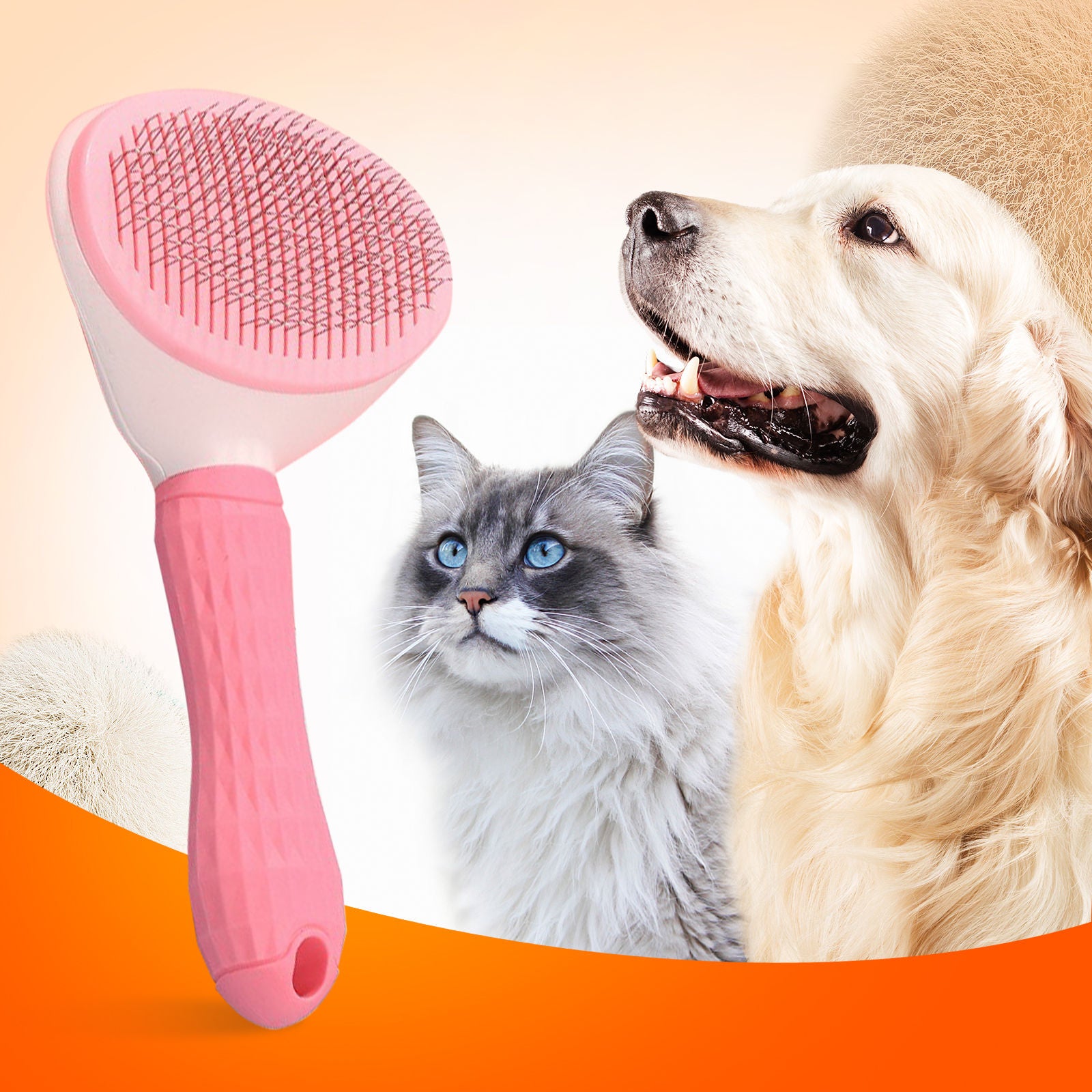 Pawfriends Pet Dog Cat Round Head Grooming Comb Brush Tool Gently Removes Loose Knots Mats