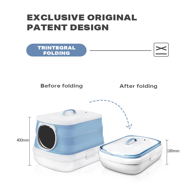 Large Foldable Cat Litter Box Plastic Toilet Easy Cleaning Petsby | Pet Essentials