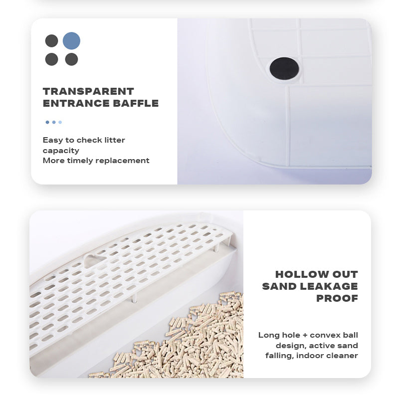 Large Foldable Cat Litter Box Plastic Toilet Easy Cleaning Petsby | Pet Essentials