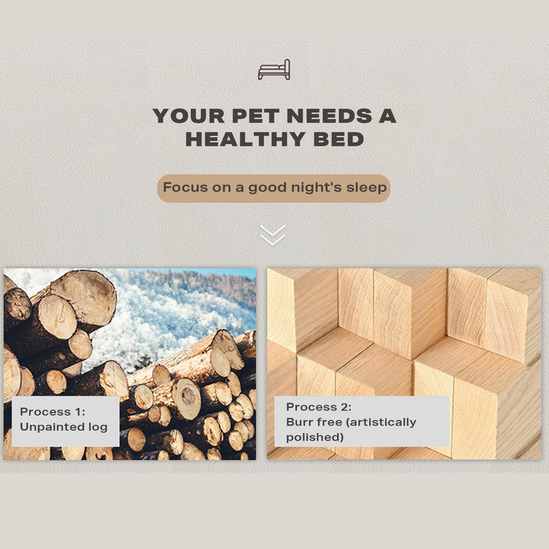 Solid Wood Pet Cat Dog Bed with Bedding Petsby | Pet Essentials