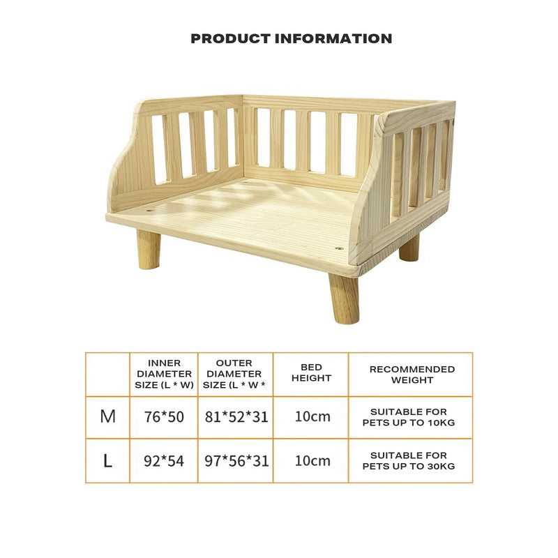 Solid Wood Pet Cat Dog Bed with Bedding Petsby | Pet Essentials