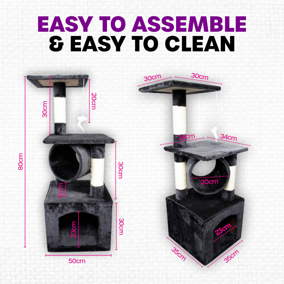 Pet Basic 3 Level Cat Scratch Tree & Playhouse Fun Climb Rest 92 x 35cm