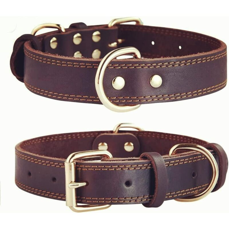 Premium Genuine Leather Dog Collar/Durable Real Leather Adjustable Collars For Male Female （size: XS）