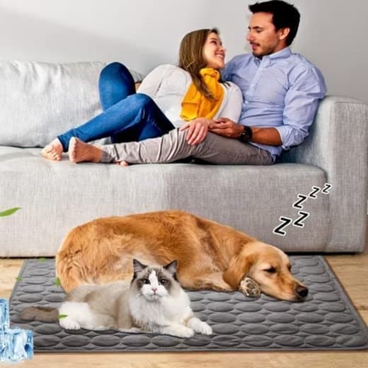 Cooling Mat for Dogs and Cats, 50x40cm, Dark Gray, Breathable, Multiple Colors Available
