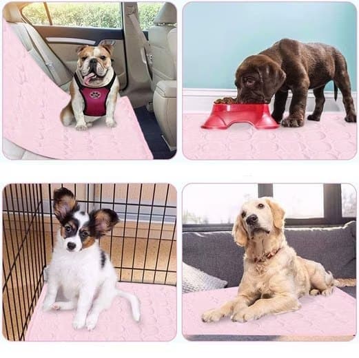 Cooling Mat for Dogs and Cats, 100×70cm, Pink, Breathable, Compatible with All Breeds