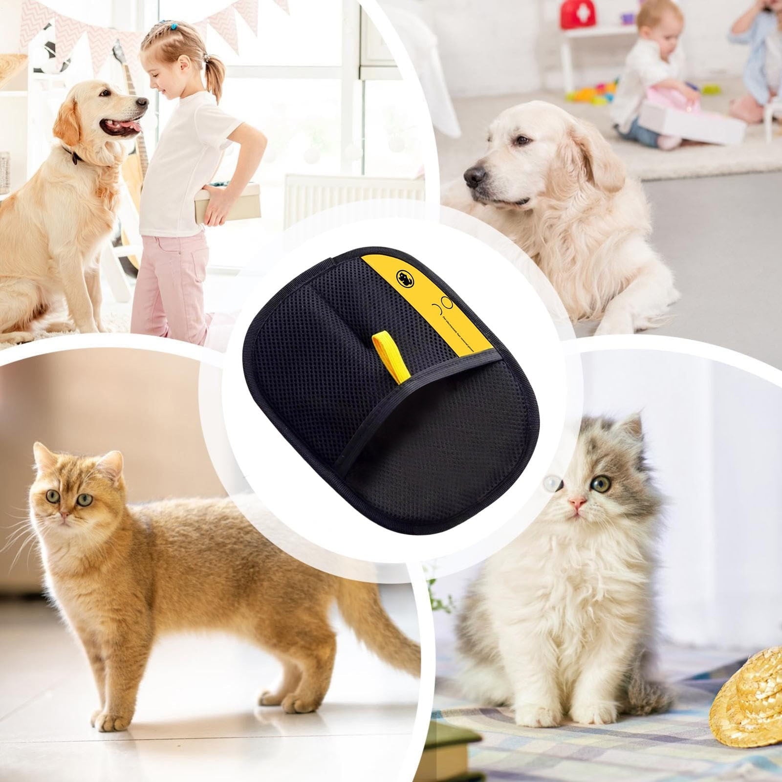 Pet Hair Removal Glove, Efficient Grooming Gloves for Cats & Dogs,Cat Grooming Gloves for Pet Hair Removal, Double Sided Grooming Glove,Reusable Pet Hair Remover Glove