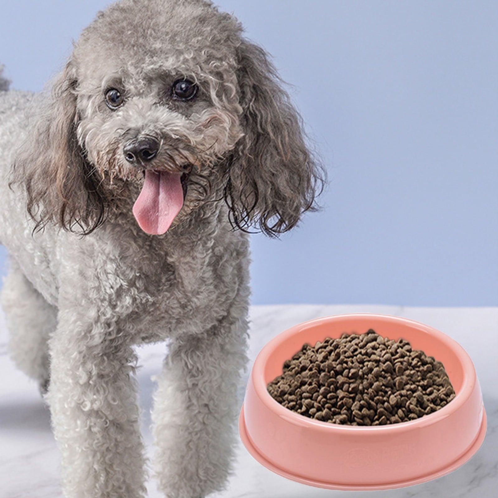 Plastic Dog Bowl,Non Slip Candy Color Plastic Pet Food Bowl,Shallow Cat Food Dish ,Reusable Pet Food And Water Bowl,Puppy Cat Animal Feeding Bowls ,Pet Food Container Storage Easy To Clean 5.19" x 1.97" x 5.12" Pink