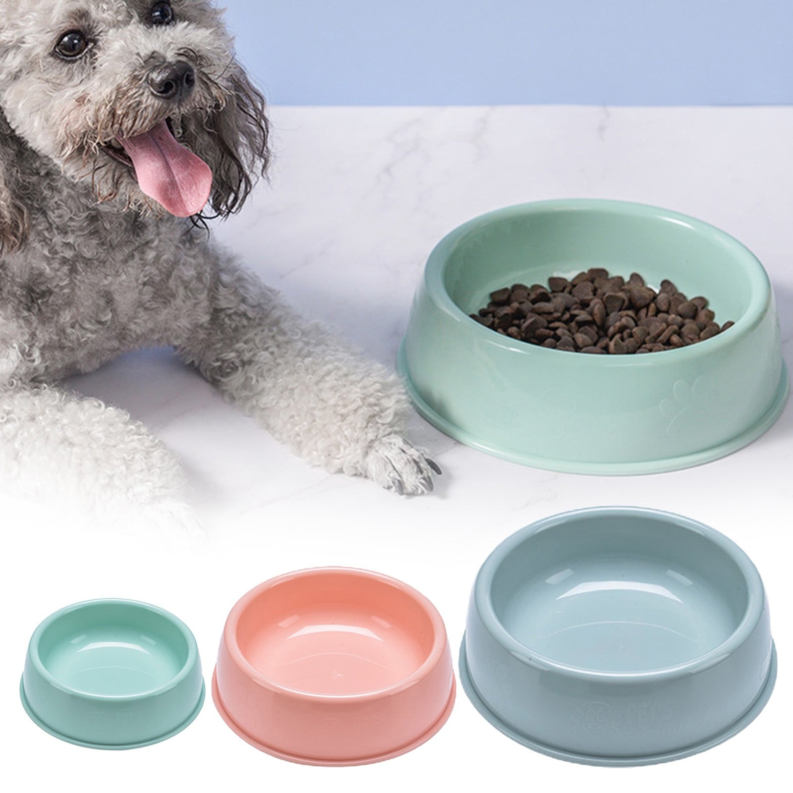 Plastic Dog Bowl,Non Slip Candy Color Plastic Pet Food Bowl,Shallow Cat Food Dish ,Reusable Pet Food And Water Bowl,Puppy Cat Animal Feeding Bowls ,Pet Food Container Storage Easy To Clean 5.19" x 1.97" x 5.12" Pink