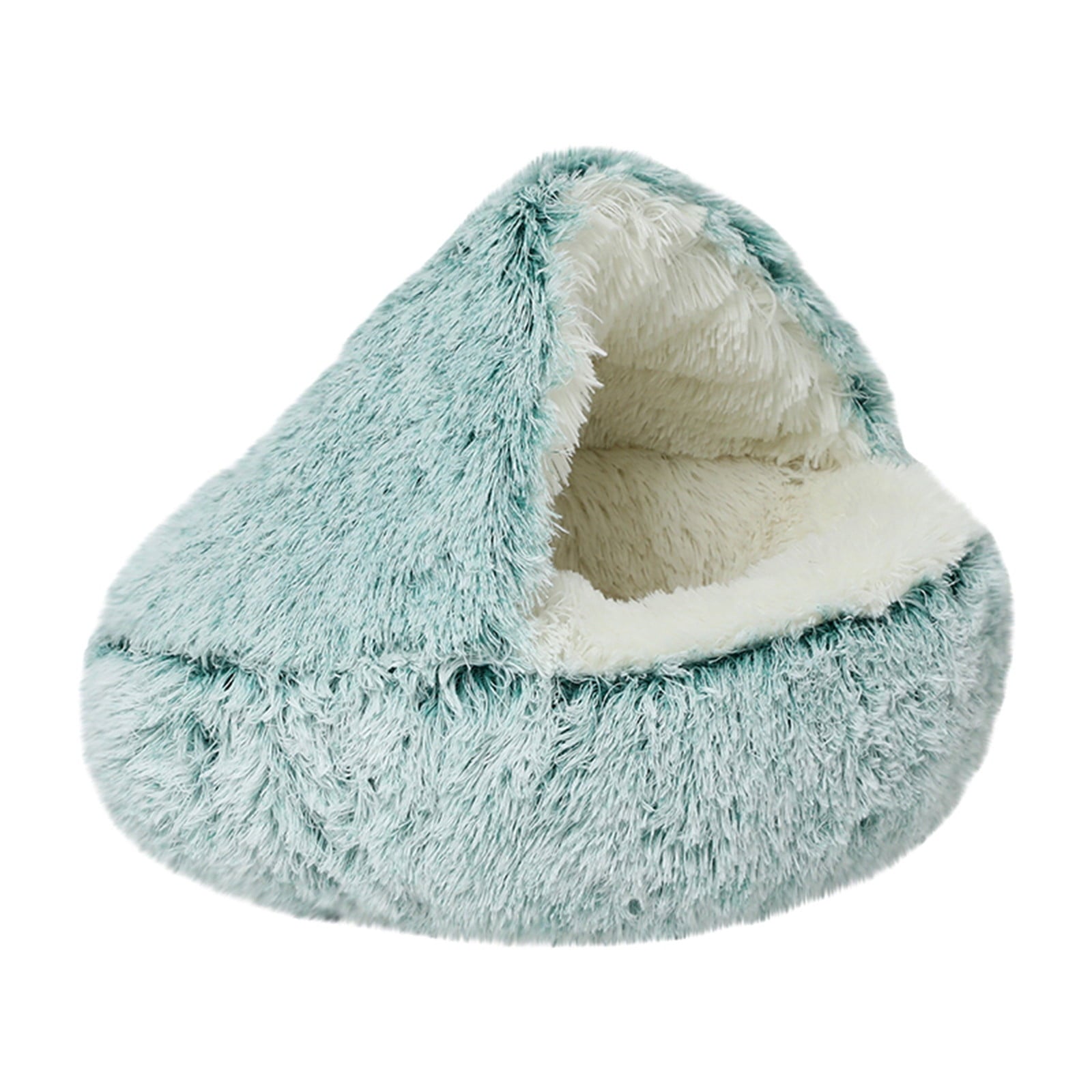 Darzheoy Calming Dog Beds & Cat Cave Bed with Hooded Cover, Removable Washable Round Beds for Small Medium Pets, Anti-Slip Plush Coved Bed for Pet (20"x20") N
