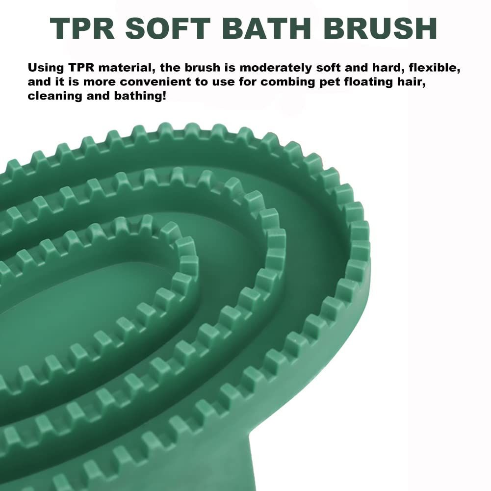 2pcs Soft Rubber Curry Comb Brush with Handle for Horses, Dogs, Cats Short Hair Medium Large Dogs Cats Rabbits（green large size）