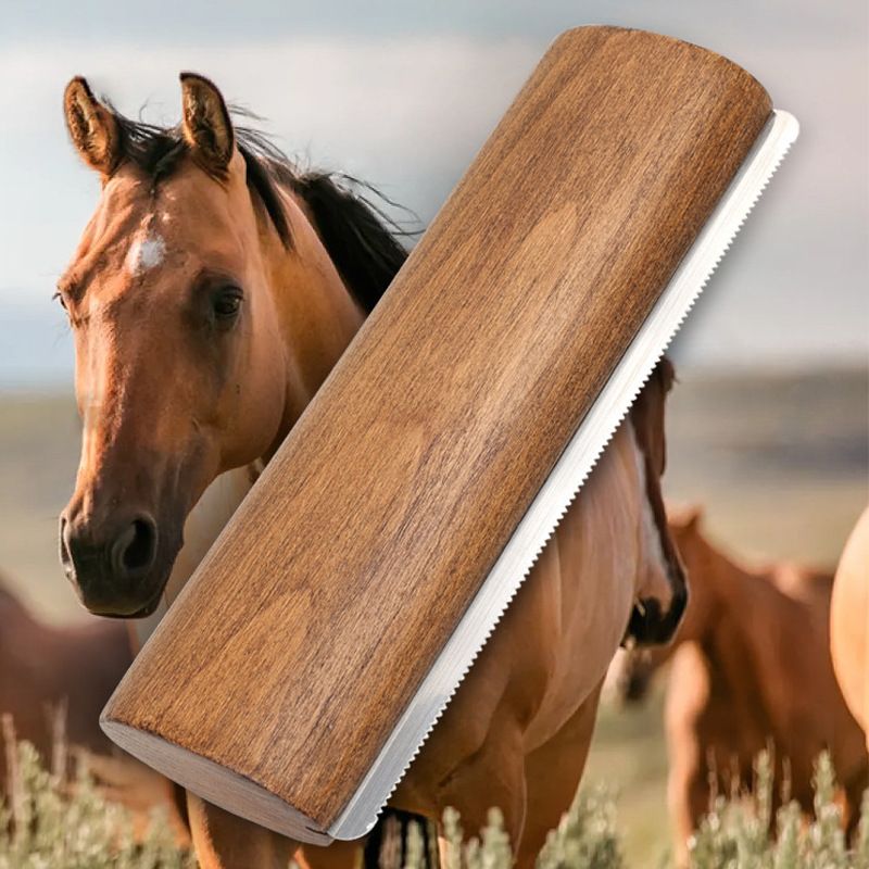 Original Deshedding Grooming Tools for Horse, Cats & Dogs Easy Ergonomic Wooden Handle Professional Brush Grooming Tool, Remove painlessly