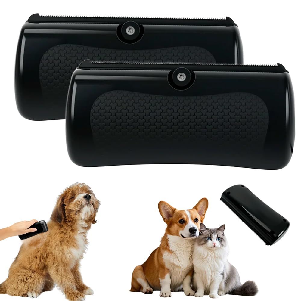 Tails Deshedding Brush  Pet Hair Remover Comb for Shedding,Grooming Brush for Dogs and Cats,Pet Long and Short Hair Removal Tool (Black/2pcs)