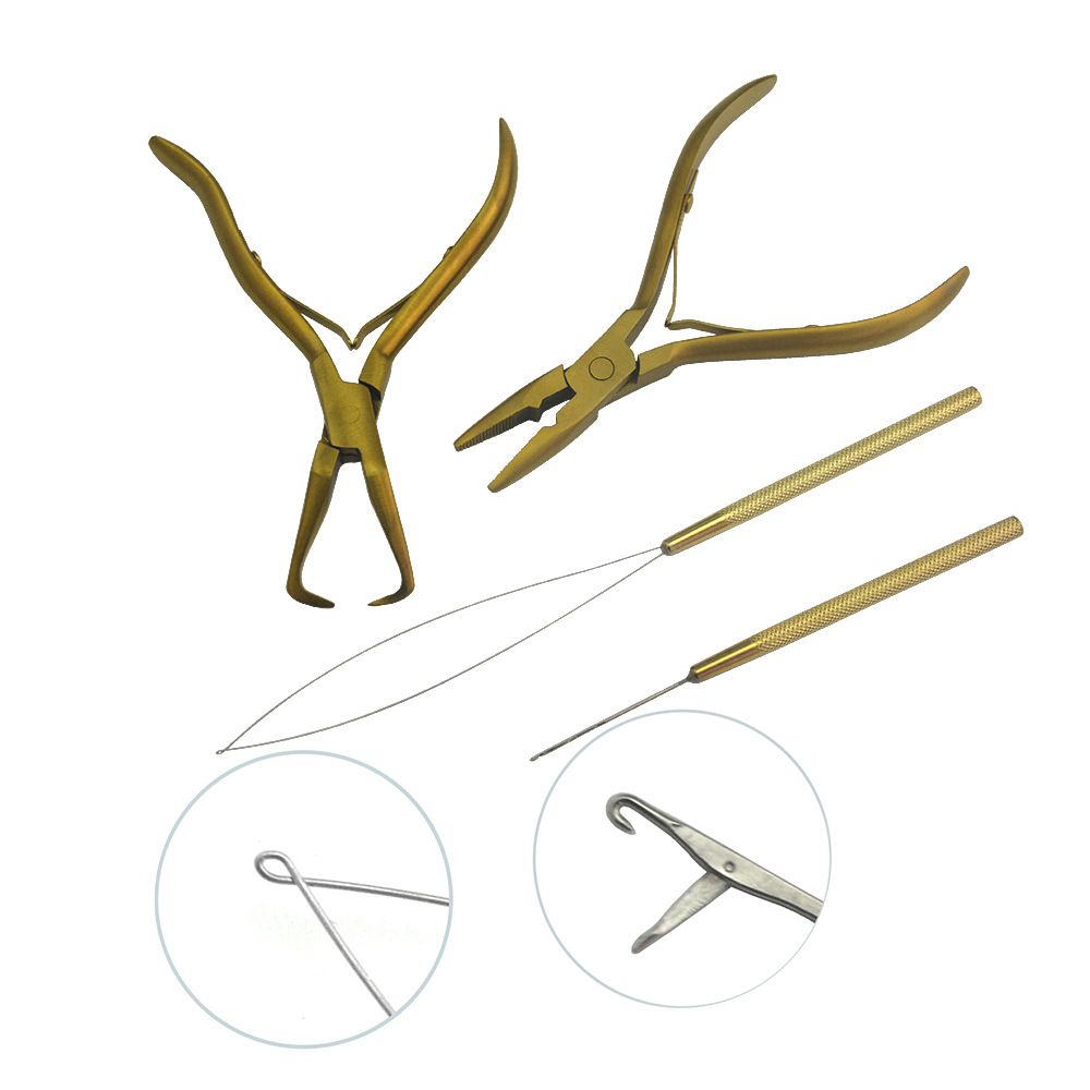Professional Hair Extension Tools Kit, Hair Extensions Remover Pliers, Micro Links Beads Hair Pulling Hook & Microbead Ring Loop Tool Stainless Steel Hair Supplies Packed in Soft Case