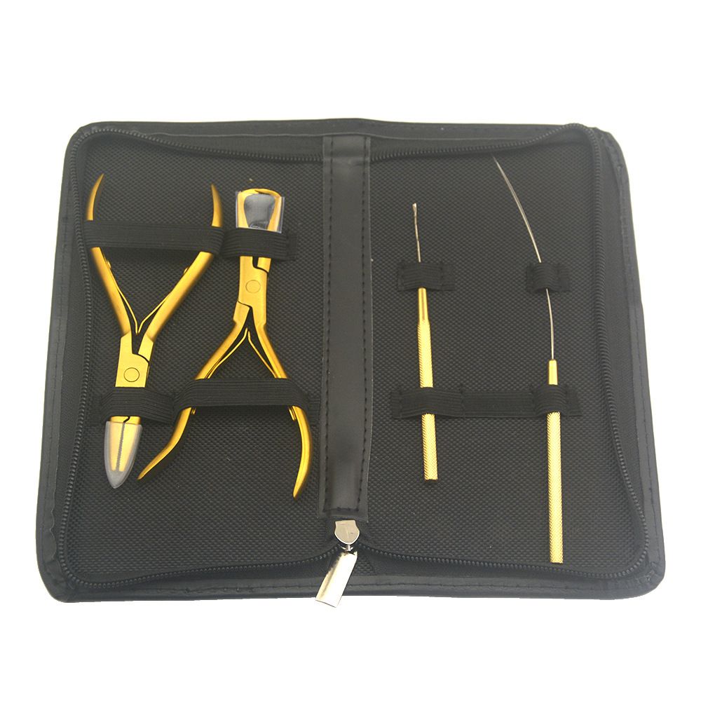 Professional Hair Extension Tools Kit, Hair Extensions Remover Pliers, Micro Links Beads Hair Pulling Hook & Microbead Ring Loop Tool Stainless Steel Hair Supplies Packed in Soft Case