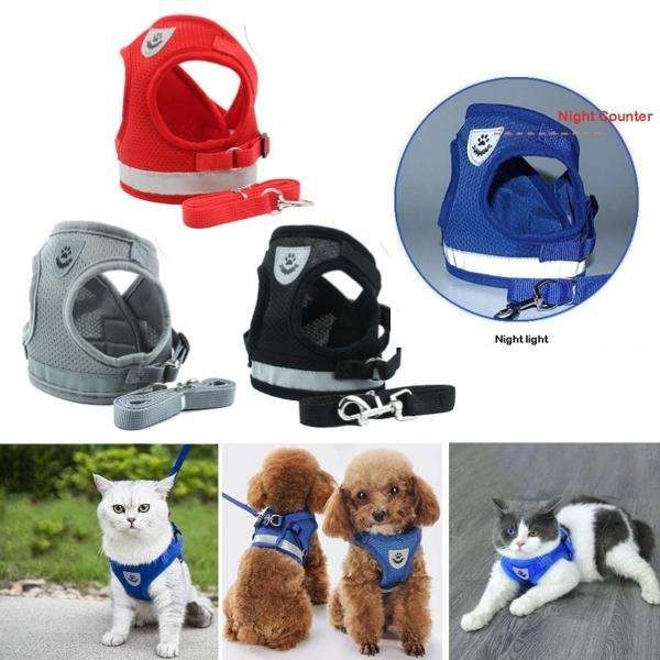 Adjustable Cat and Dog Harness, L Red