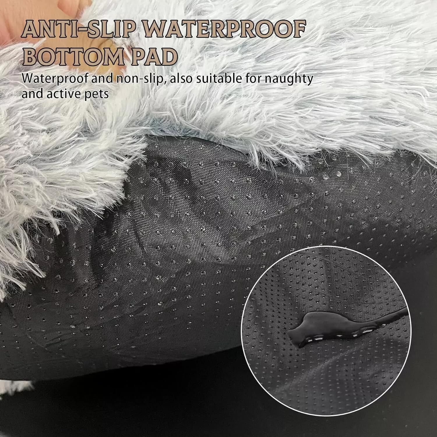Cat Bed Round Fluffy Hooded Cat Bed Cave, Anti-Anxiety Cave Bed with Hooded Blanket, Cozy Cuddler Luxury Puppy Pet Bed, Anti-Slip Bottom and Machine Washable (Grey, Medium)
