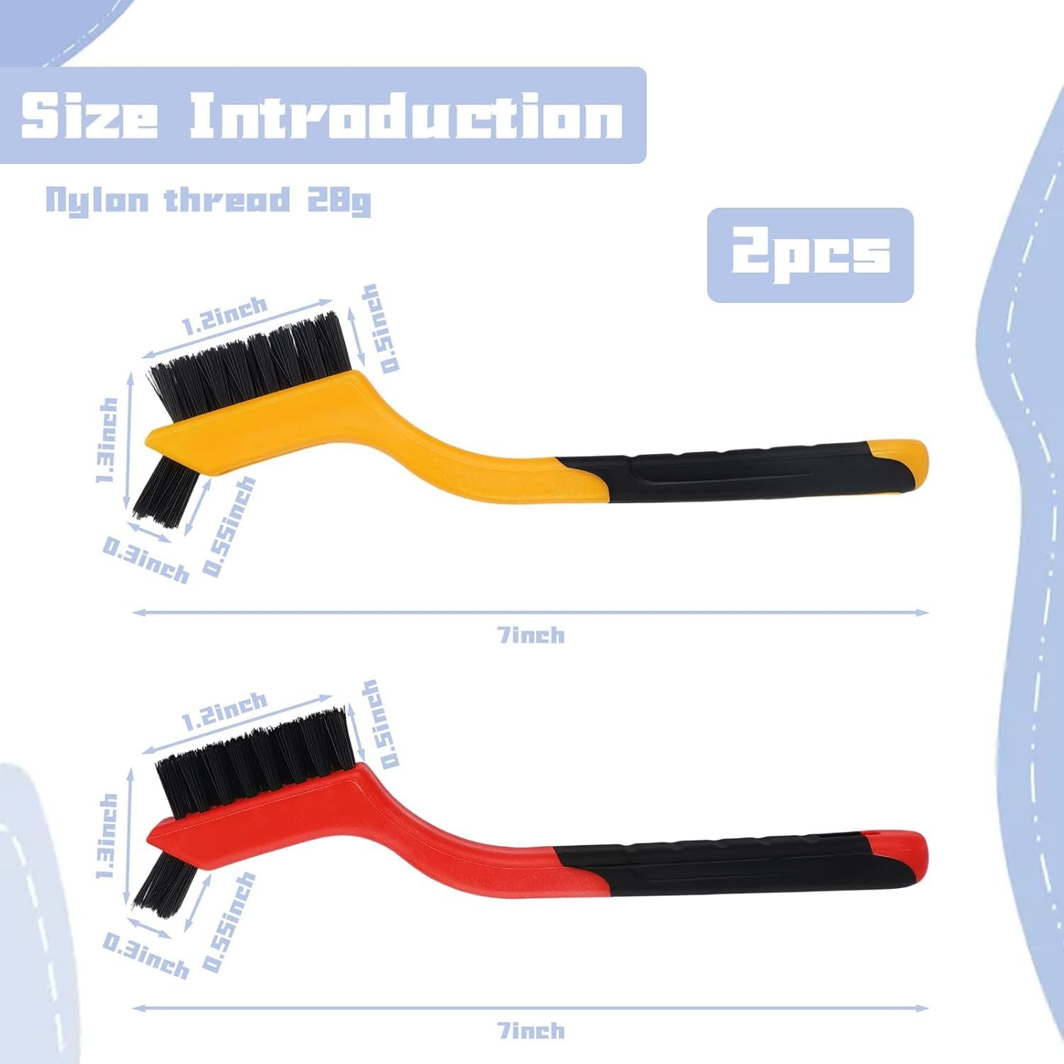 2PCS Small Non-Scratch Nylon Bristles, Wire Brush Set for Cleaning, Car Detailing Brush Set for Cleaning in Holes, Nylons Brushes for Tight Spaces, Nylon Clean Brushes