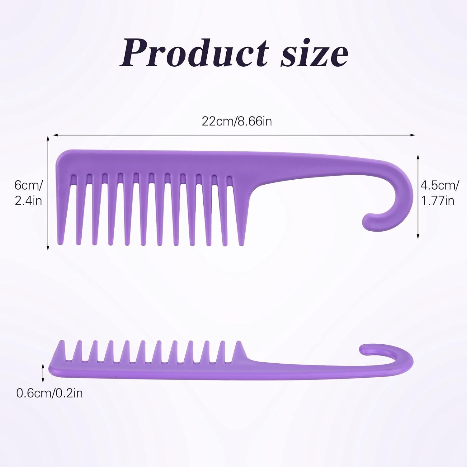 3PCS Wide Tooth Hair Combs with Hook, Large Detangling Shower Combs Set for Wet or Dry Hair, Conditioner Combs for Curly, Thick & Long Hair (Purple/Rose Red/Yellow)