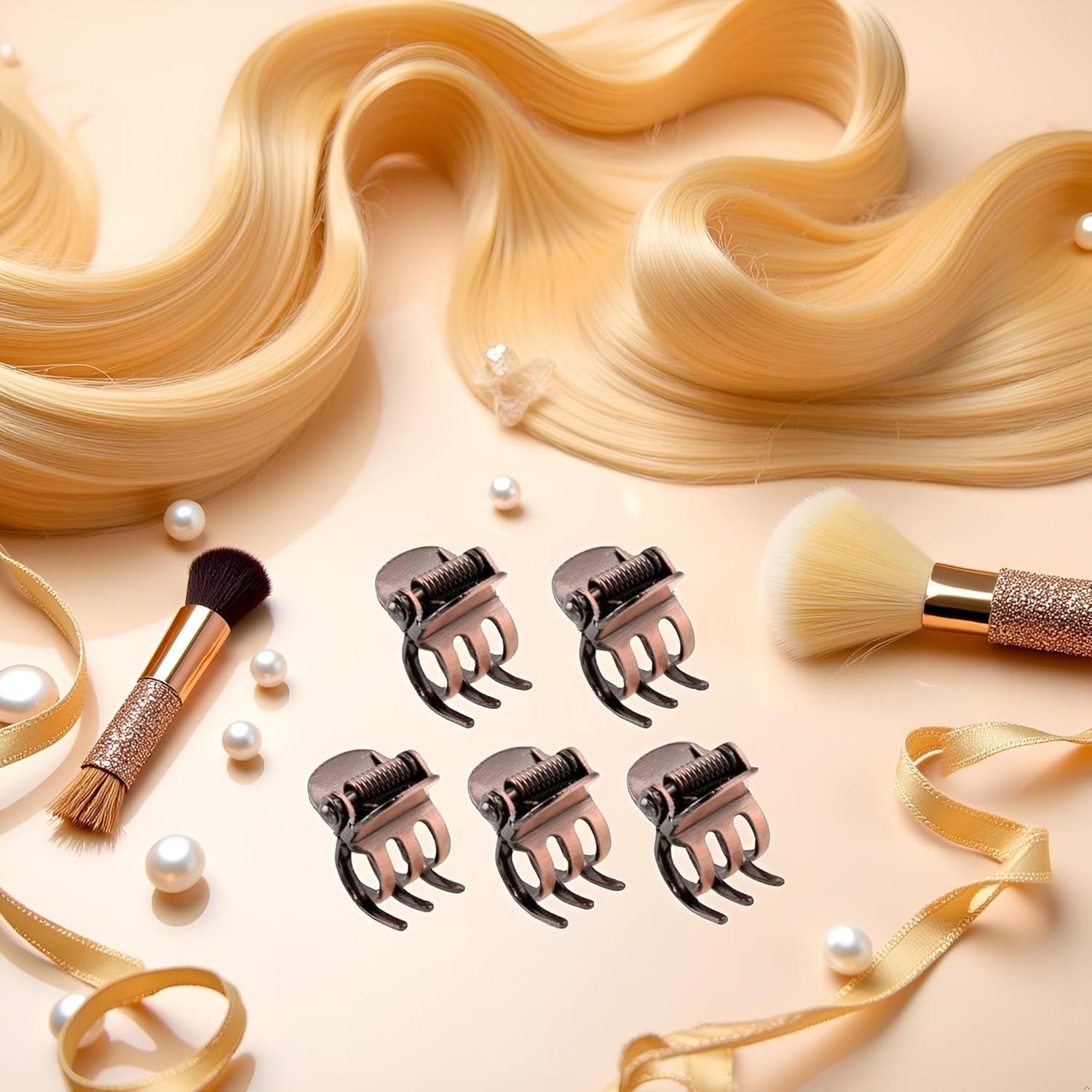 5PCS Mini Metal Hair Claw Clips for Women,Mini Metal Hair Claw Clips,Bronze Clamp Side Bangs Clip Hair Styling Tool Hairpins Hair Accessories for Women