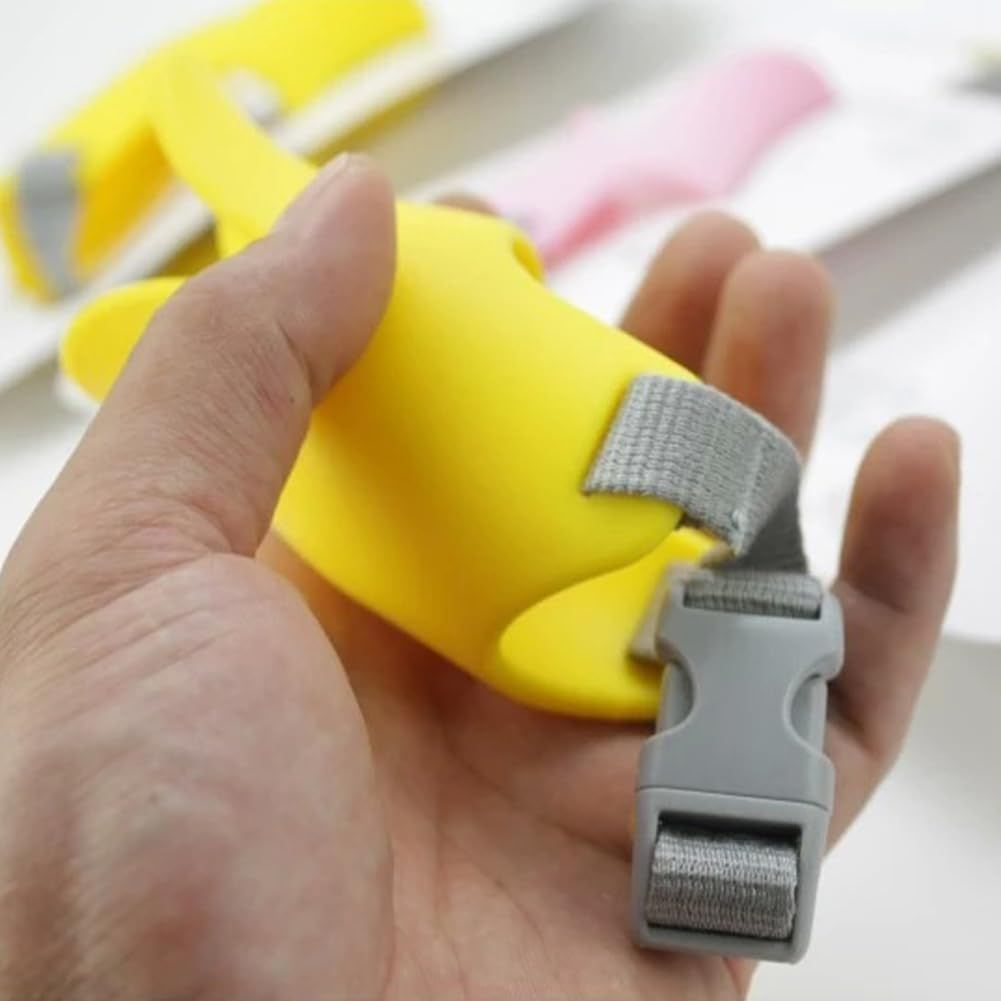 Dog Muzzle,Anti Bite Duck Mouth Shape DogMouth Covers,Soft Duck Silicone Mouth Cover with Adjustable Strap,Small Medium Dogs Muzzle Mask to Prevent Barking,Biting,Chewing(:Yellow,L:13cm/5.12inch)