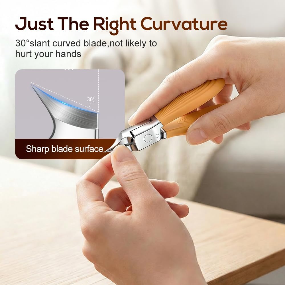 Wide Jaw Opening Anti-Splash Slanted Nail Clipper, Curved Blades for Ingrown & Thick Nails, Ergonomic Fingernail Toenail Clippers for Home e (Comb)