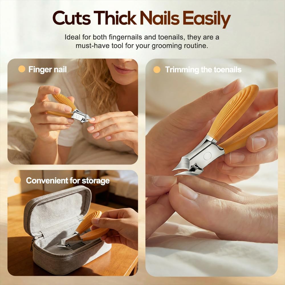 Wide Jaw Opening Anti-Splash Slanted Nail Clipper, Curved Blades for Ingrown & Thick Nails, Ergonomic Fingernail Toenail Clippers for Home e (Comb)