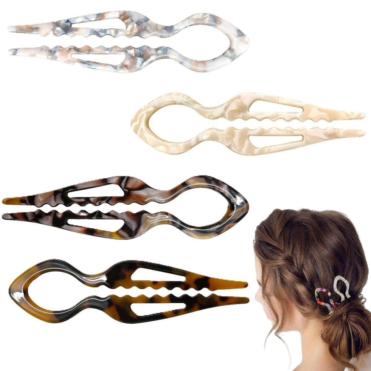 Hair Clip for Women Girls, 4.3 Inch Large Claw Clips, Matte Hair Clip with No-Slip Grip for Hair and Long Hair All Hair Types, Neutral Hair Clips & Hair Accessories for Daily Styling (4PC-B)
