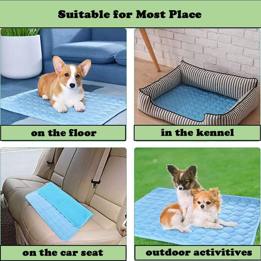 Pet Cooling Mat for Dogs, Pet Dog Self Cooling Pad, Ice Silk Self Cooling Mat Sleep Pad Foldable and Washable Summer Cool Mat Blanket for Cats, Kennels, Crates and Beds (Medium(23.6"*19.7"))
