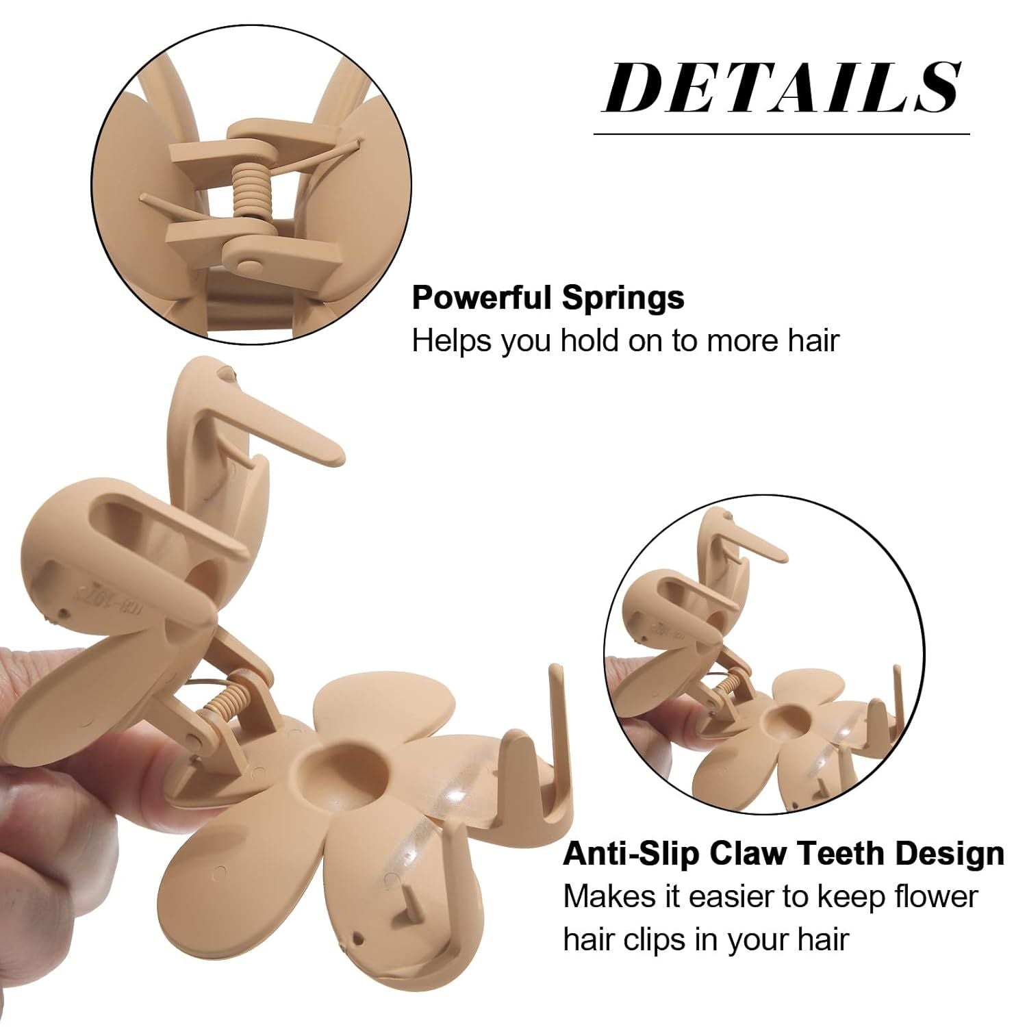 Cute Hair Claw Clips Set - 4Pcs Nonslip Strong Hold 3 Inch Matte Small lower Clips or Women and Girls (Beige, Khaki, Brown, Black)