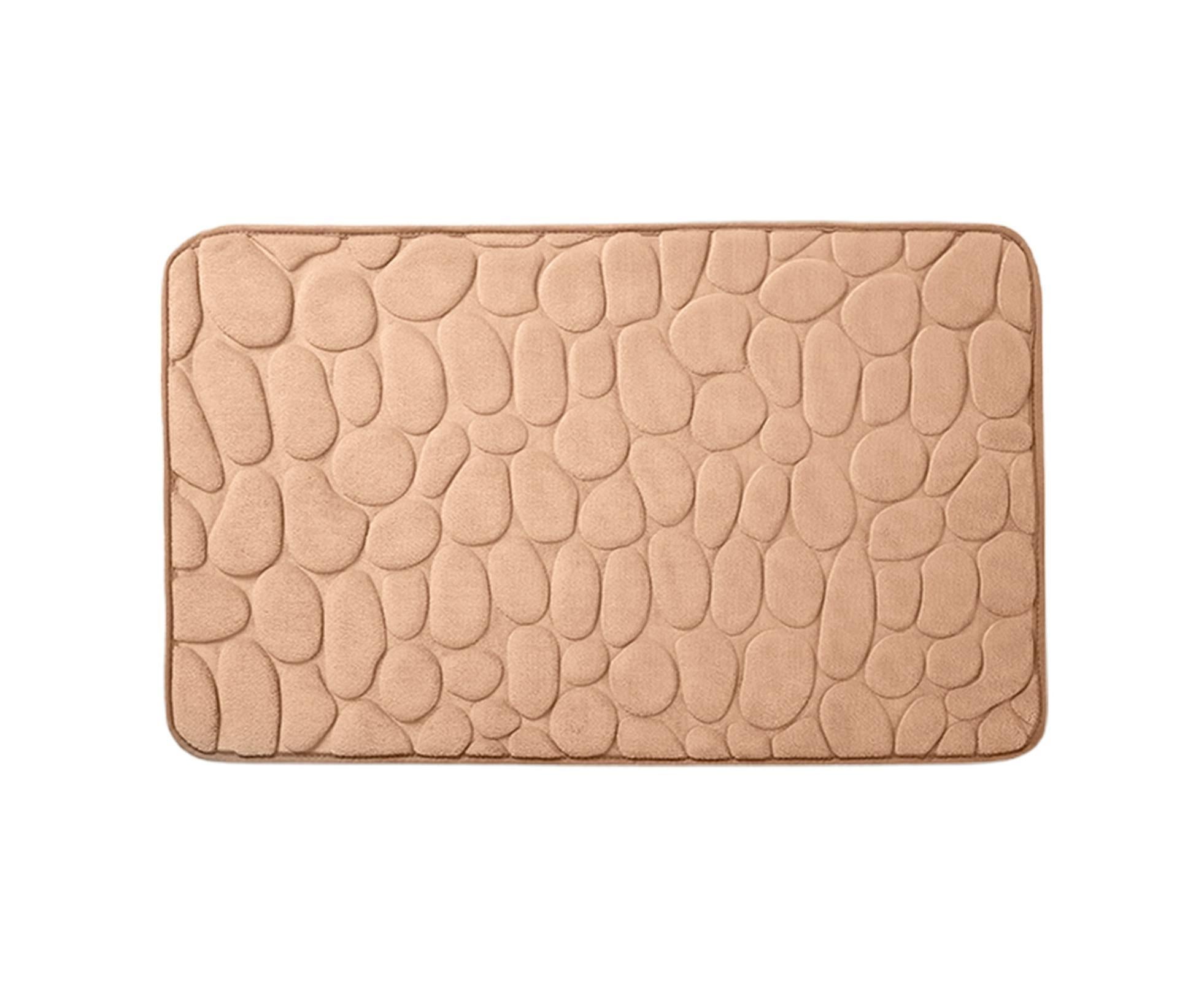 Floor Rugs Easy Clean Water Absorbent Solid Color Anti-slip Entrance Door Bath Mat for Home-Camel 50*80cm