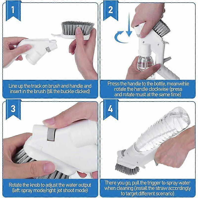 3-in-1 Floor & Glass Squeegee Brush, Bathroom Shower Cleaner with Heads