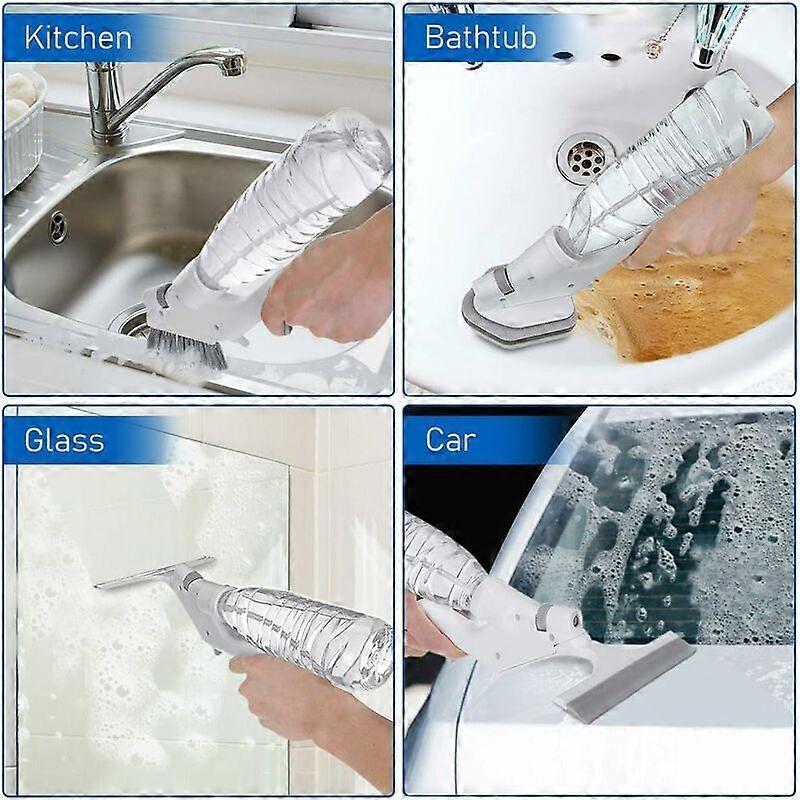 3-in-1 Floor & Glass Squeegee Brush, Bathroom Shower Cleaner with Heads