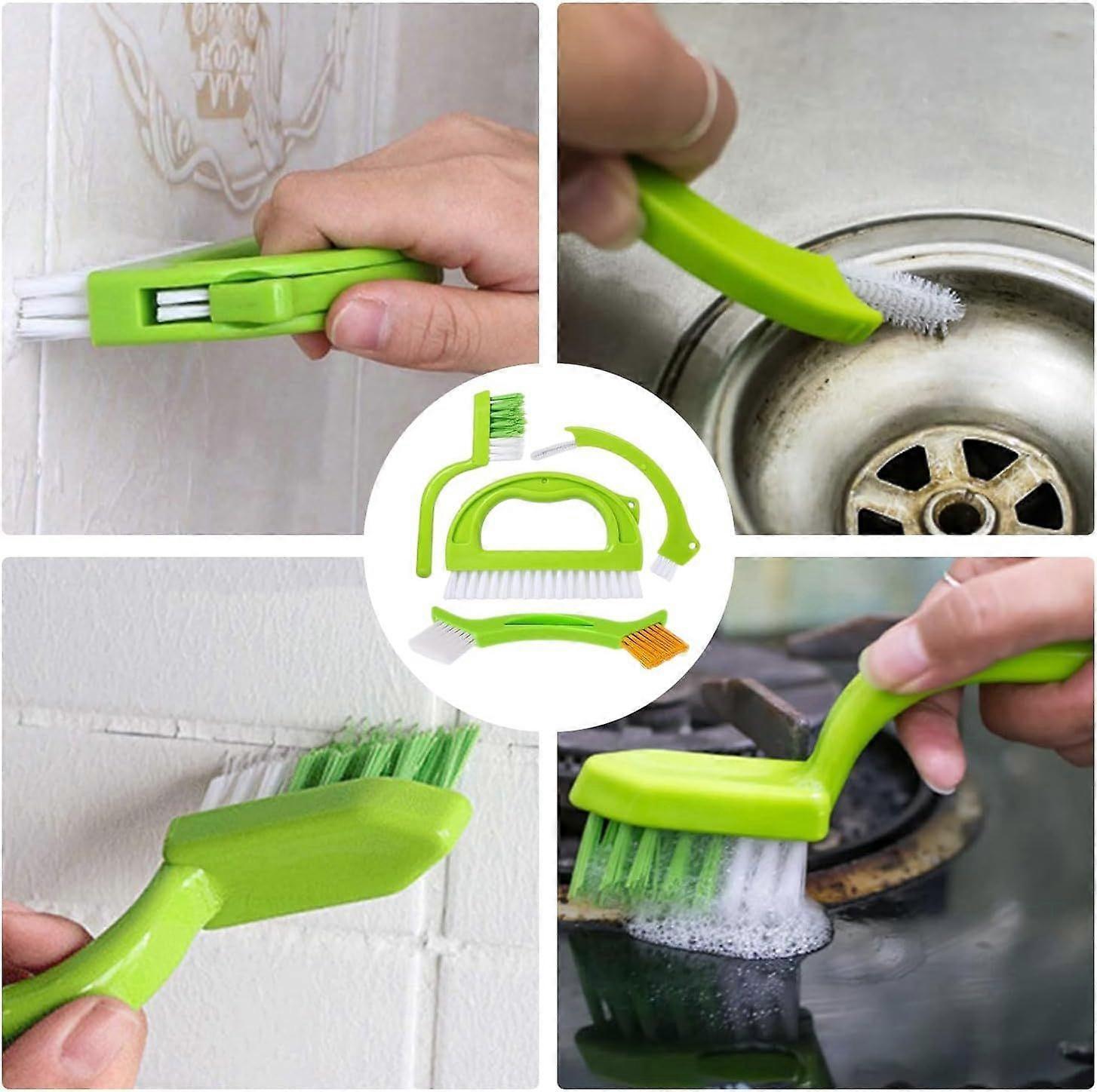 4pcs Household Cleaning Brush Set for Bathroom & Window Groove