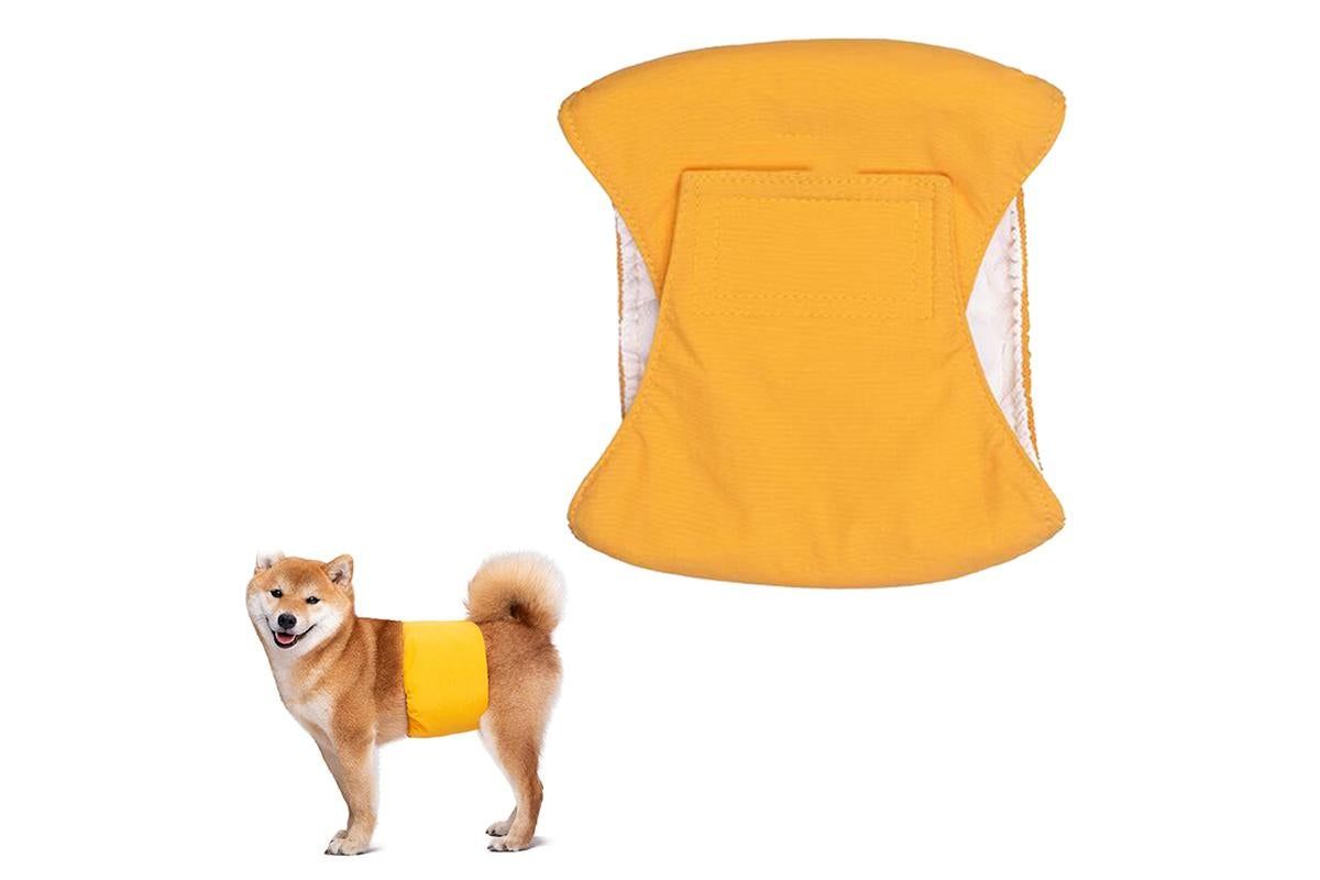 Washable Dog Diaper Water-resistant Puppy Nappy Belly Wrap for Male Dogs Reusable Dog Belly Bands Male Puppy Nappies Wrap Yellow - XL