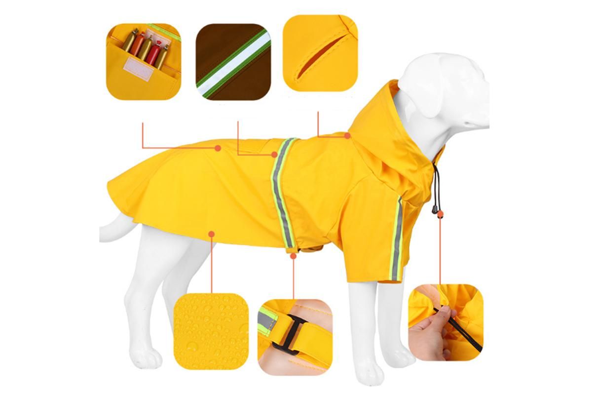 Pet Raincoat Outdoor Waterproof Dog Poncho for Small and Medium Dogs - Orange