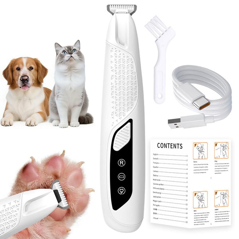 Pet Hair Trimmer Electric Clipper Rechargeable with LED Light for Pets Blue