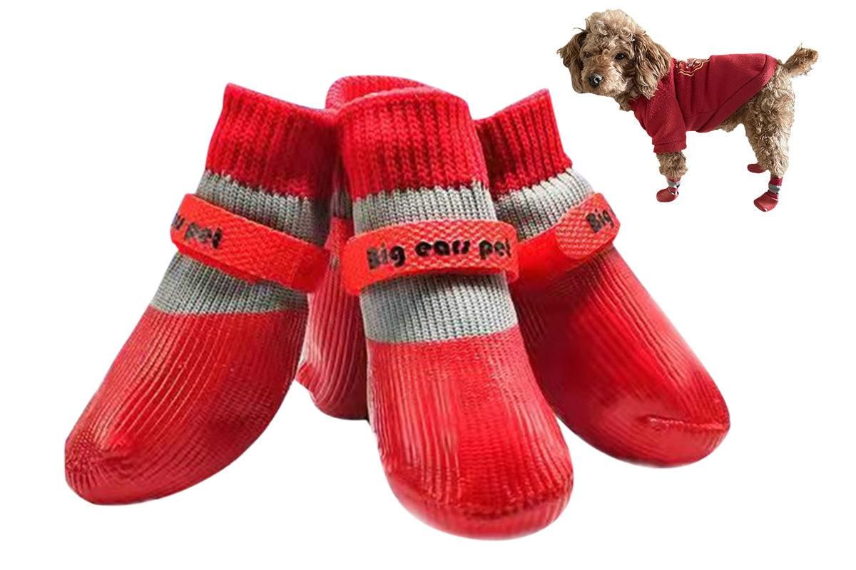 Waterproof Anti Slip Pet Shoes with Rubber Sole for Indoor and Outdoor Use Red - S