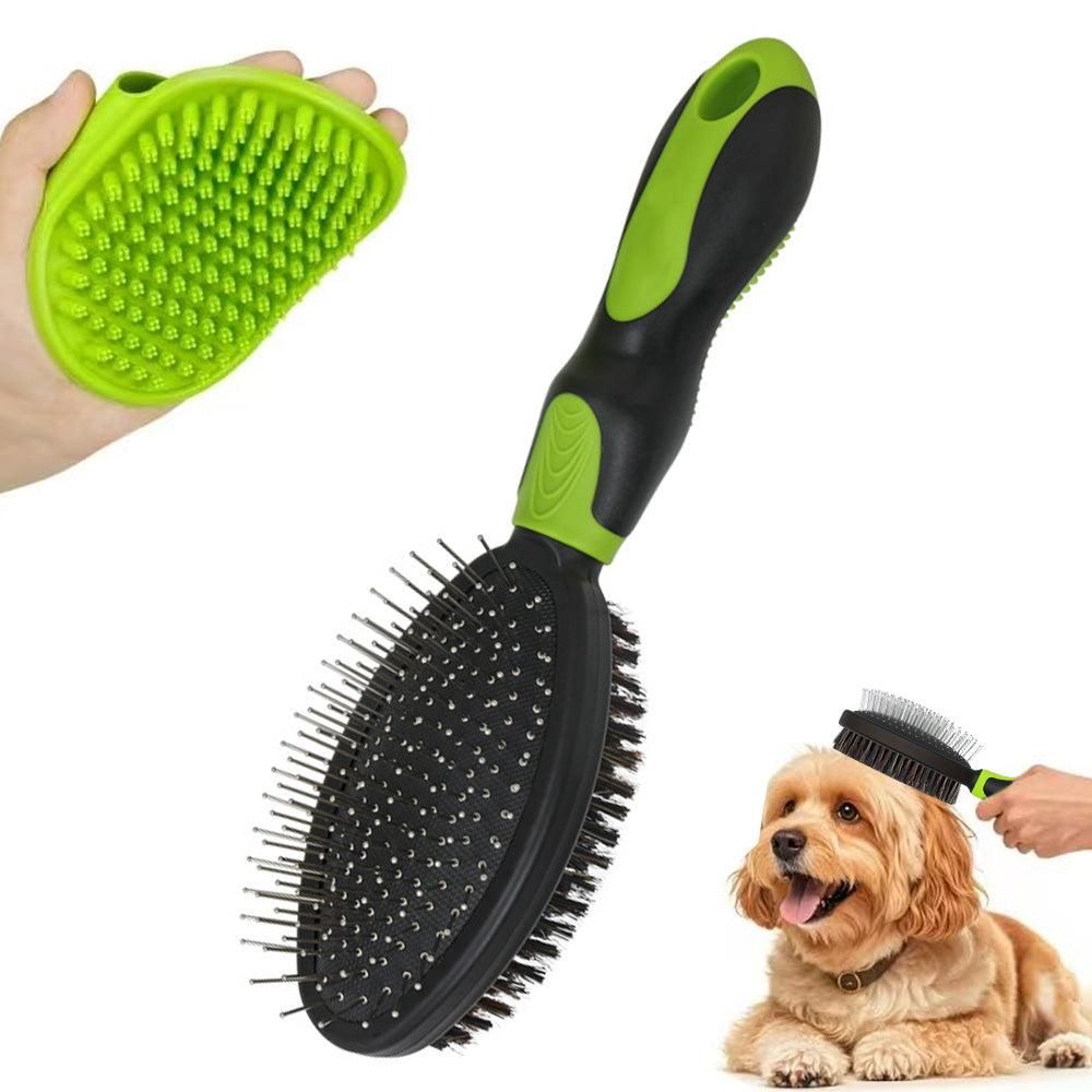 2PCS Pet Grooming Brushes Deshedding Bath Brush for Dogs Cats & Horses Green