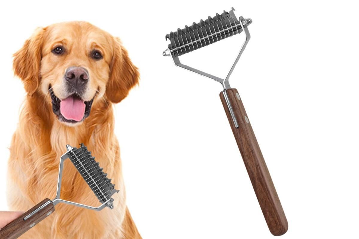 Large 2-Sided Undercoat Rake for Dogs & Cats Pet Grooming Dematting Brush