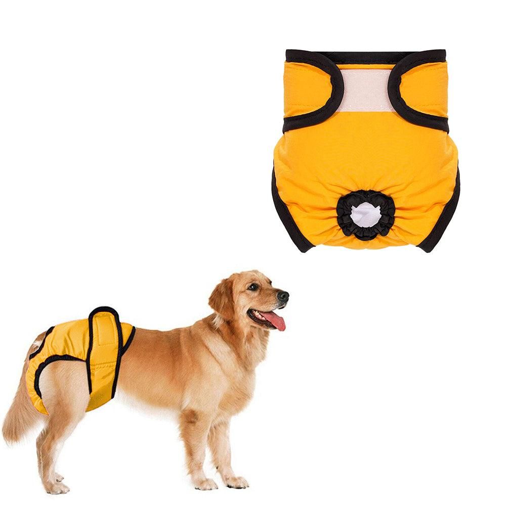 Washable Female Pet Nappy Diaper Dog Cat Physiological Pants Yellow - XL