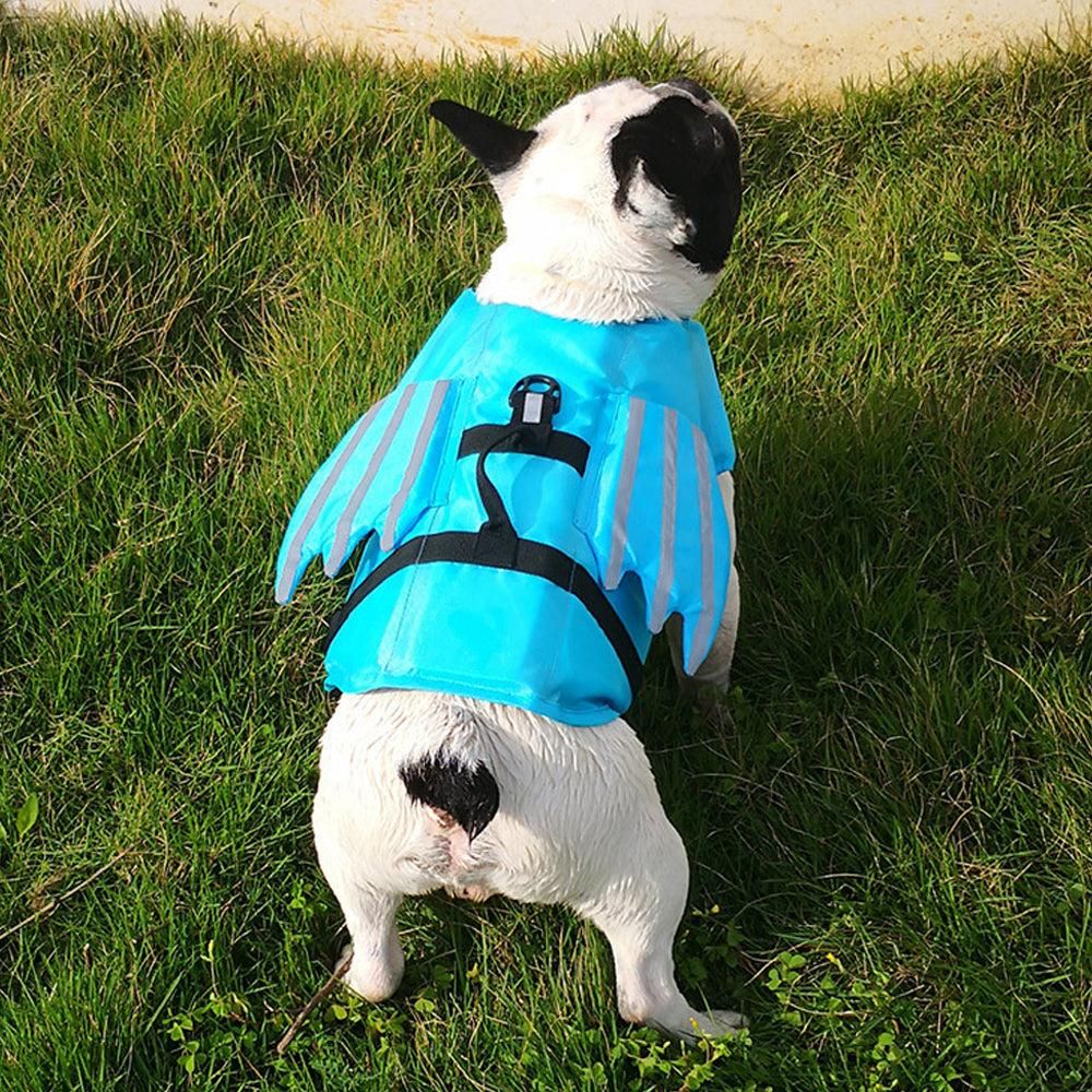 Dog Life Jacket Wings Pet Life Vest Adjustable Dog Flotation Swim Vest Blue - L