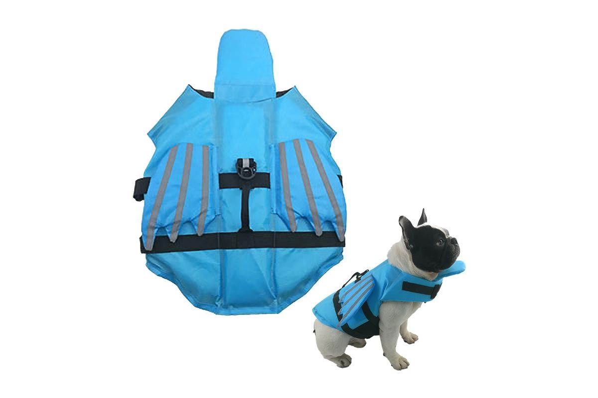 Dog Life Jacket Wings Pet Life Vest Adjustable Dog Flotation Swim Vest Blue - L