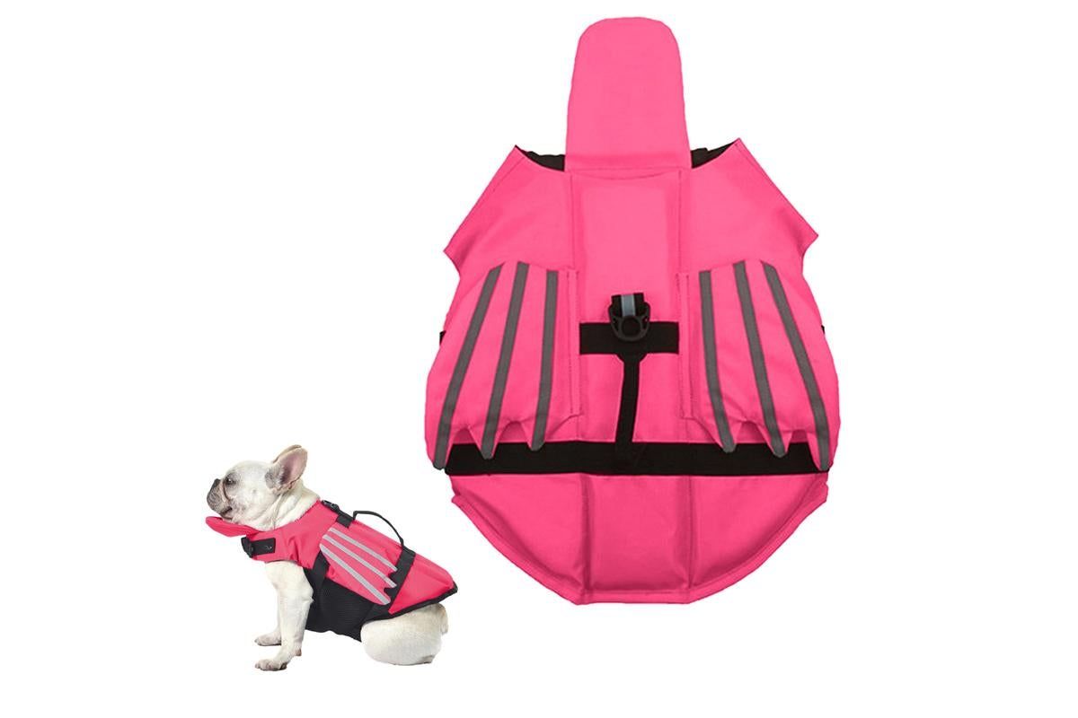 Dog Life Jacket Wings Pet Life Vest Adjustable Dog Flotation Swim Vest Blue - L