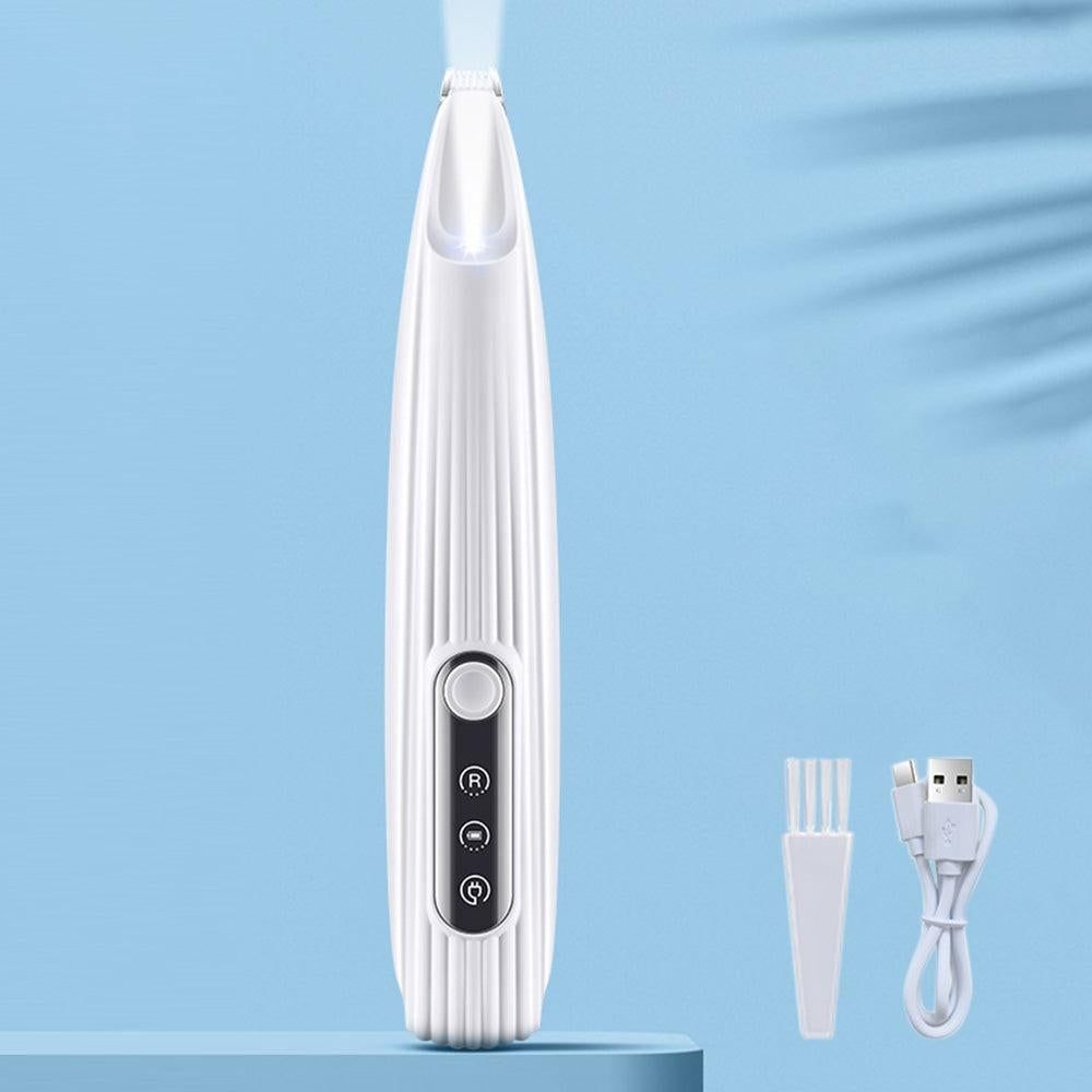 Dog Paw Trimmer with LED Light Rechargeable Pet Hair Clippers for Small Dogs Cats White